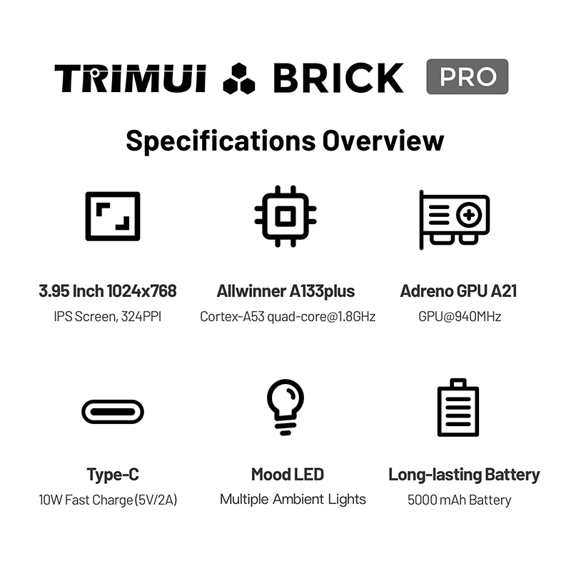 NEW TRIMUI BRICK PRO 레트로 휴대용 게 - Gaming Console Under 5000 리뷰 및 가격