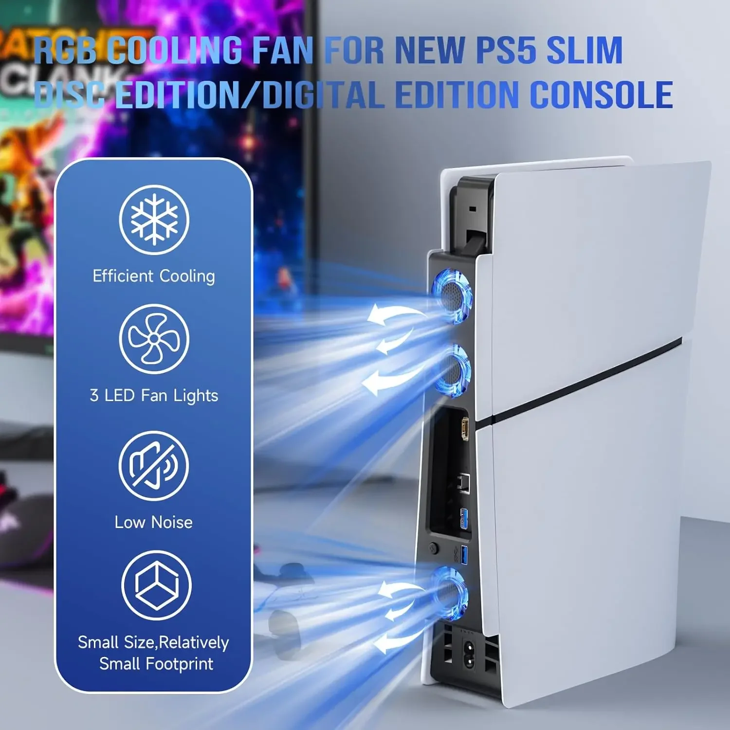 PS5 Slim 콘솔용 쿨링 팬, 3개의 팬, USB  - Gaming Console Buttons 리뷰 및 가격