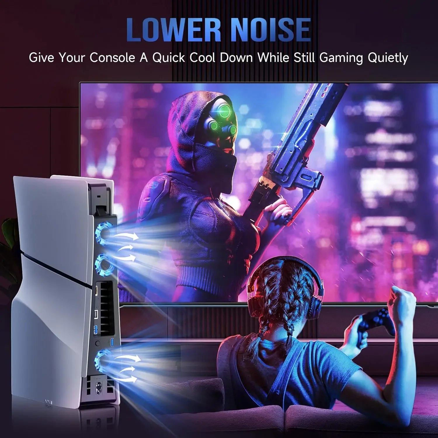PS5 Slim 콘솔용 쿨링 팬, 3개의 팬, USB  - Gaming Console Buttons 리뷰 및 가격